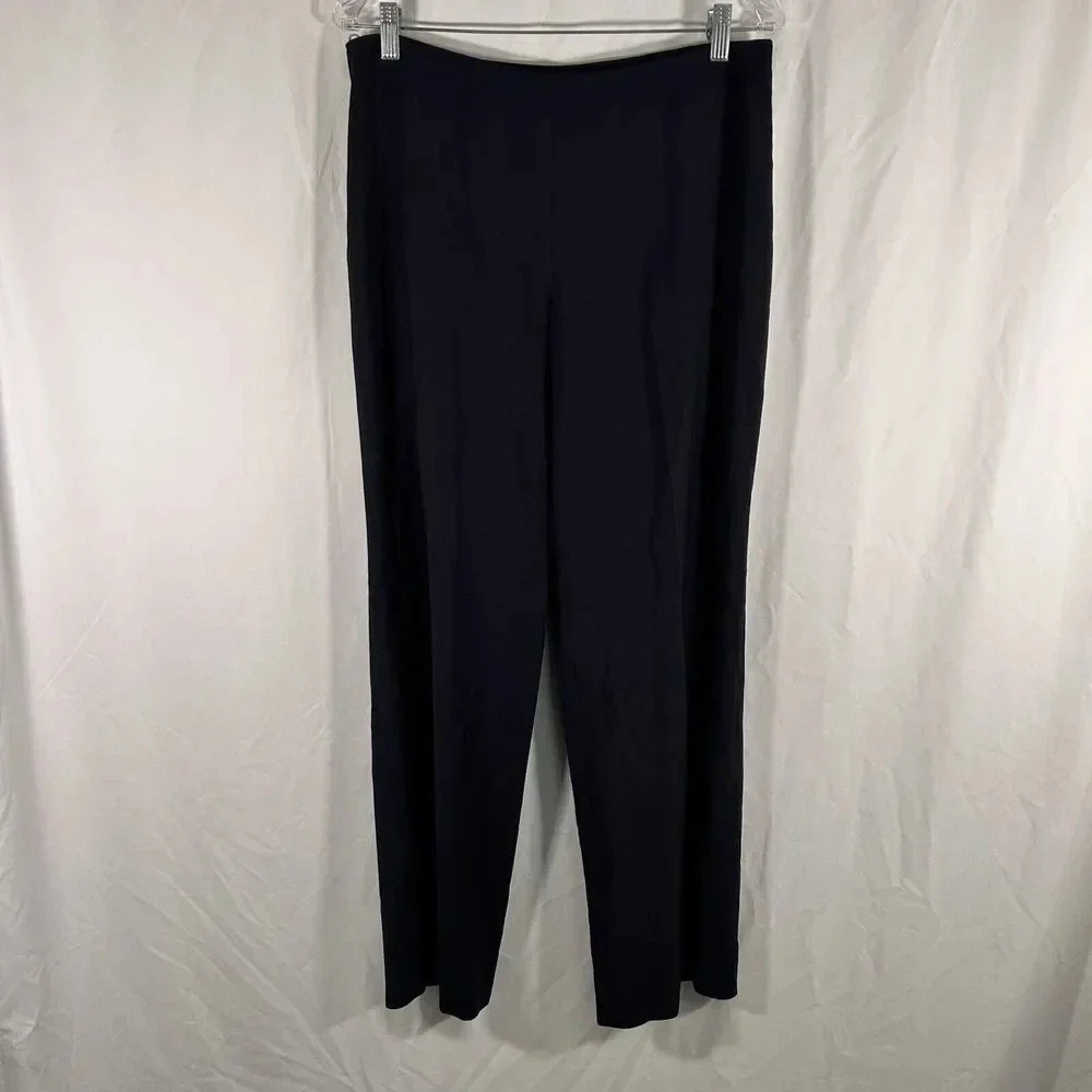 Eileen Fisher Dress Pants Women's Medium Black Pleated Wide Leg Side